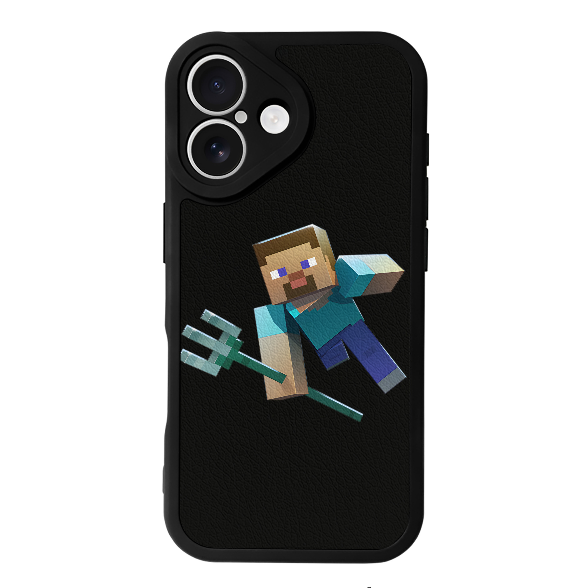 （画像用） マインクラフト ブロックの世界 Minecraft MC Block world 【iPhone 16シリーズ対応】シリコンスマホケース（レザー調） 材質：シリコン